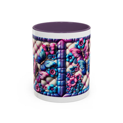 Butterfly Dreams Accent Coffee Mug - Colorful Floral Design for Nature Lovers