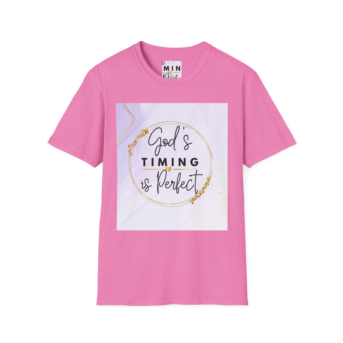 Inspirational Unisex Softstyle T-Shirt - "God’s Timing is Perfect"