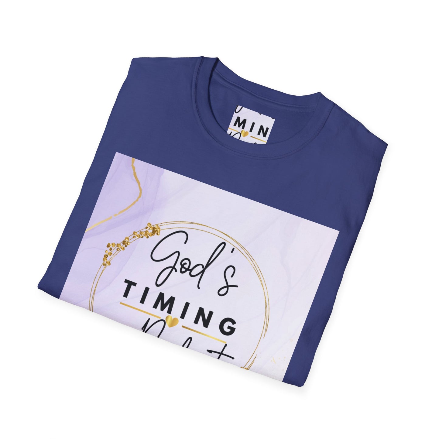 Inspirational Unisex Softstyle T-Shirt - "God’s Timing is Perfect"