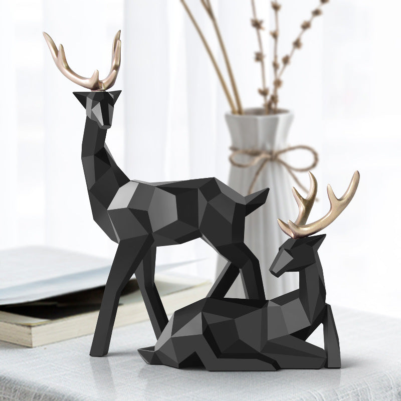 Deer Resin Figurines Sculpture Ornament