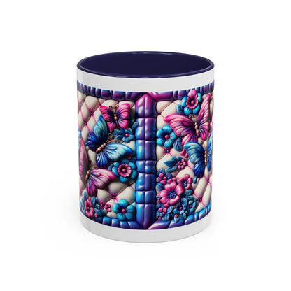 Butterfly Dreams Accent Coffee Mug - Colorful Floral Design for Nature Lovers