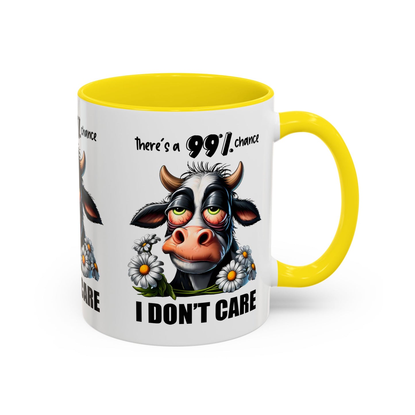 Funny Cow Accent Coffee Mug - "There's a 99% Chance I Don't Care"