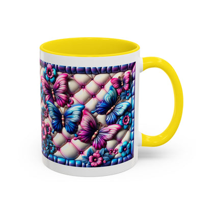 Butterfly Dreams Accent Coffee Mug - Colorful Floral Design for Nature Lovers