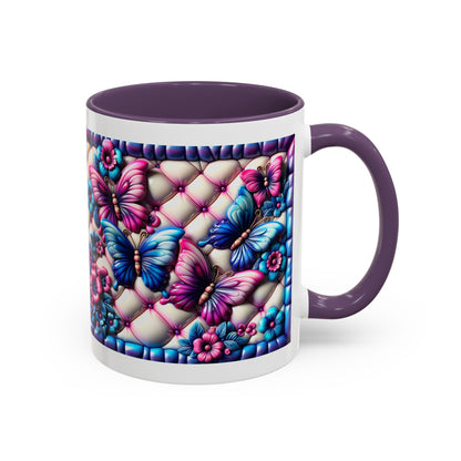 Butterfly Dreams Accent Coffee Mug - Colorful Floral Design for Nature Lovers