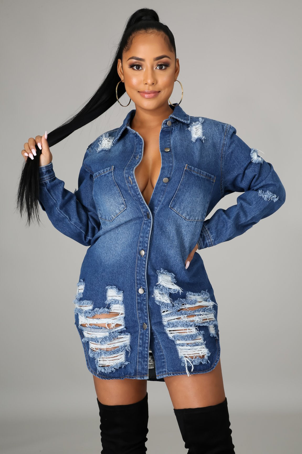 Ripped Old Sexy Slimming Denim Jacket