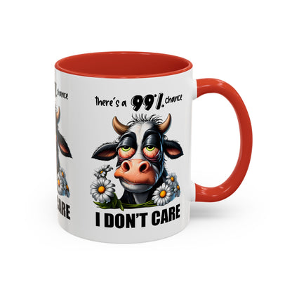 Funny Cow Accent Coffee Mug - "There's a 99% Chance I Don't Care"