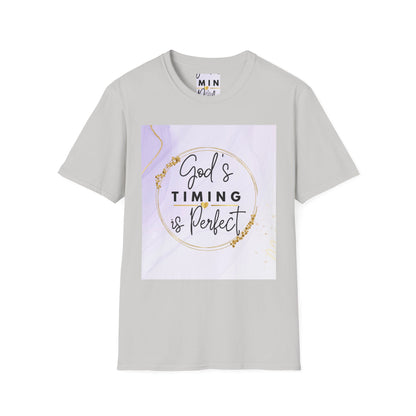 Inspirational Unisex Softstyle T-Shirt - "God’s Timing is Perfect"