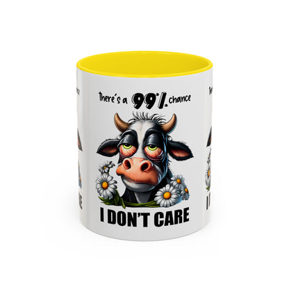 Funny Cow Accent Coffee Mug - "There's a 99% Chance I Don't Care"