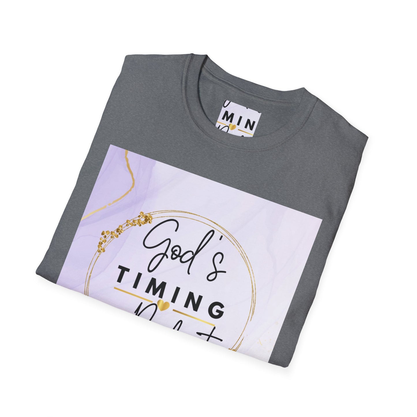 Inspirational Unisex Softstyle T-Shirt - "God’s Timing is Perfect"