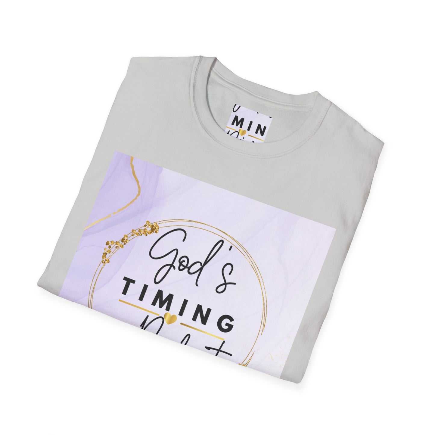 Inspirational Unisex Softstyle T-Shirt - "God’s Timing is Perfect"