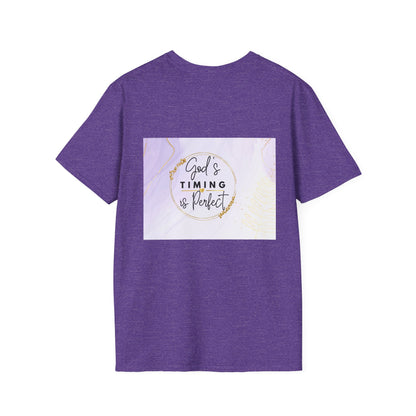 Inspirational Unisex Softstyle T-Shirt - "God’s Timing is Perfect"