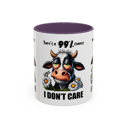 Funny Cow Accent Coffee Mug - "There's a 99% Chance I Don't Care"