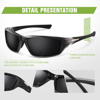 Foliful 3 Pack Polarized Sports Sunglasses for Men, Mens Sunglasses Wrap Around UV400 Protection for Cycling Fishing Driving