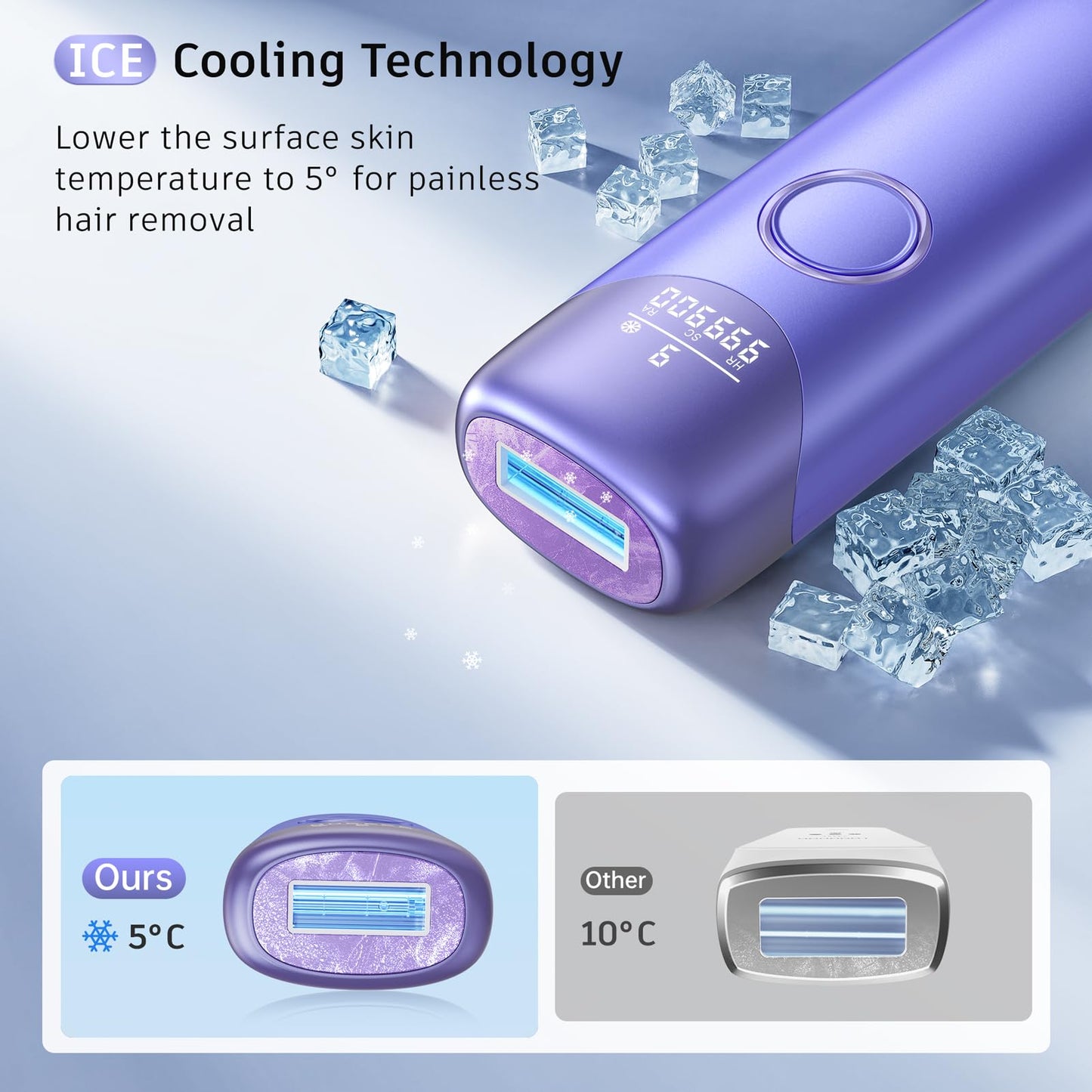 Laser Hair Removal with 5℃ Ice Cooling, Painless IPL Laser Hair Removal Device 3 In 1 Ubroo At Home Hair Remover Machine for Women Men Electrolysis Permanent Epilator on Face Body Depilation (Gold)