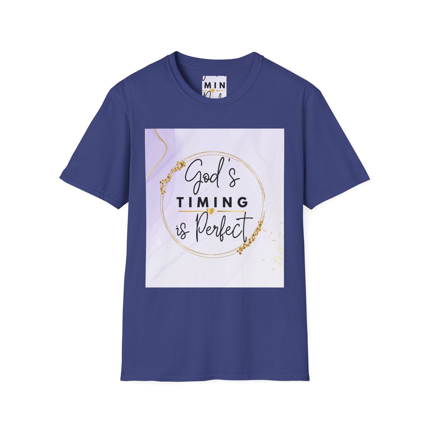 Inspirational Unisex Softstyle T-Shirt - "God’s Timing is Perfect"