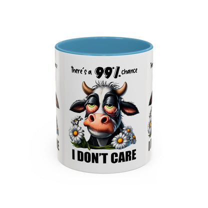 Funny Cow Accent Coffee Mug - "There's a 99% Chance I Don't Care"