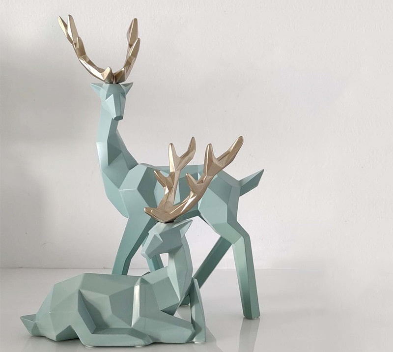 Deer Resin Figurines Sculpture Ornament